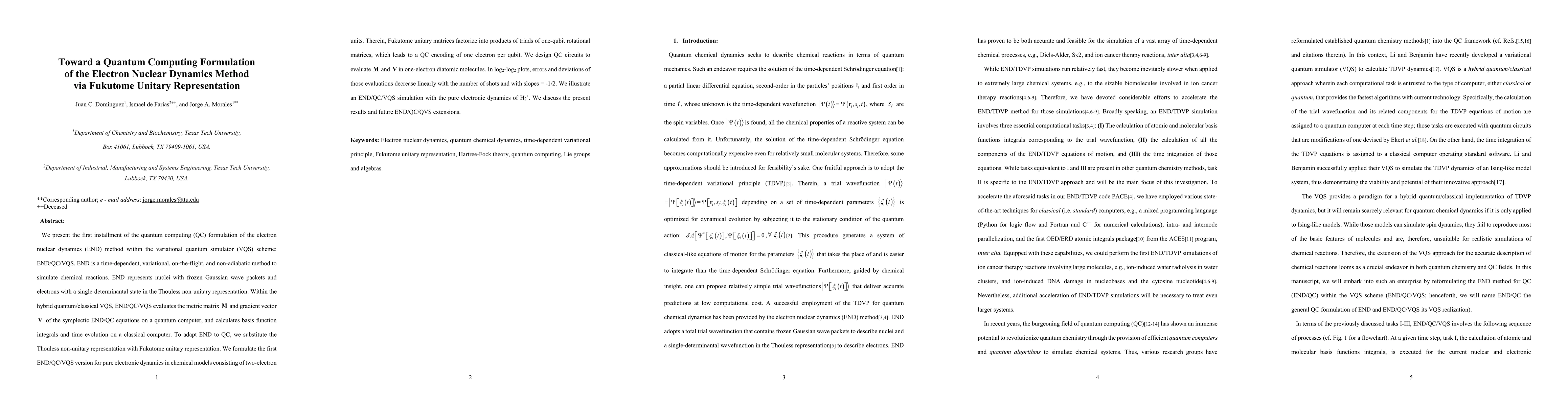 Thumbnail for Toward a Quantum Computing Formulation of the Electron Nuclear Dynamics
  Method via Fukutome Unitary Representation