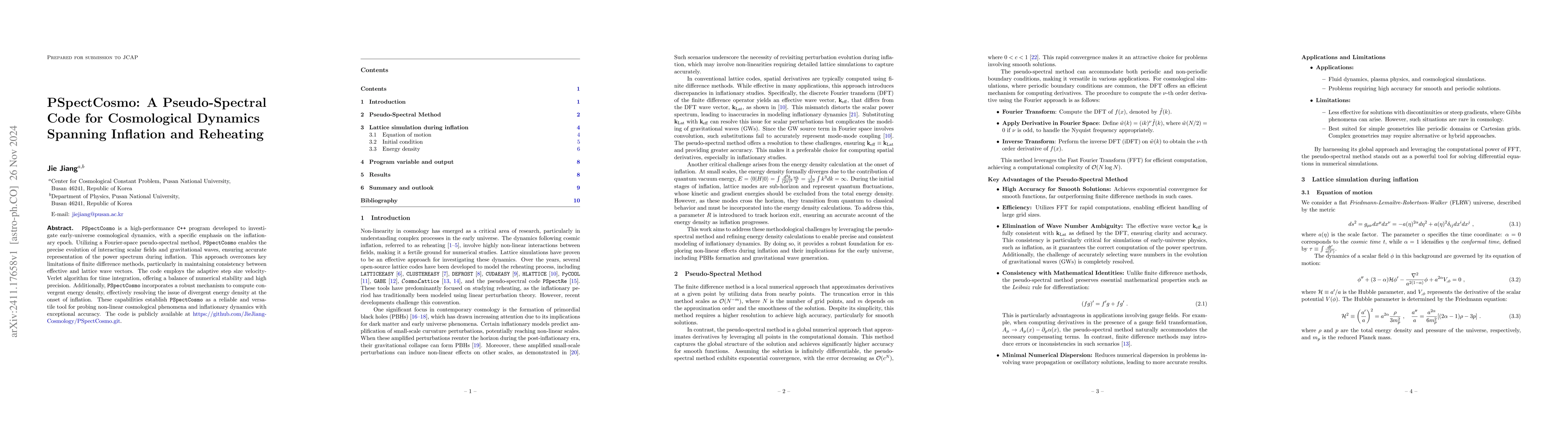 Thumbnail for PSpectCosmo: A Pseudo-Spectral Code for Cosmological Dynamics Spanning
  Inflation and Reheating