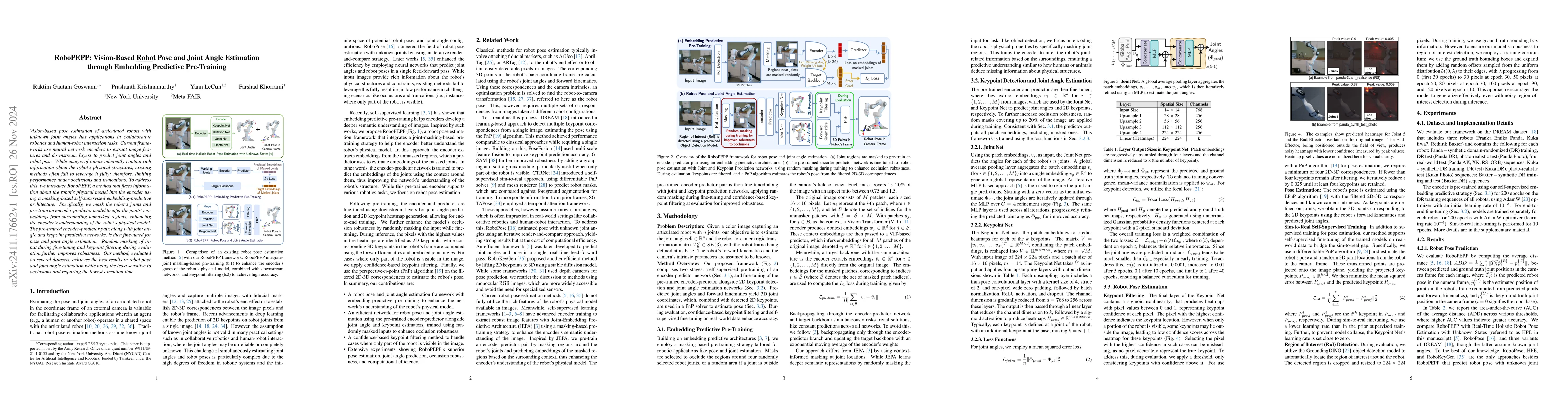 Thumbnail for RoboPEPP: Vision-Based Robot Pose and Joint Angle Estimation through
  Embedding Predictive Pre-Training