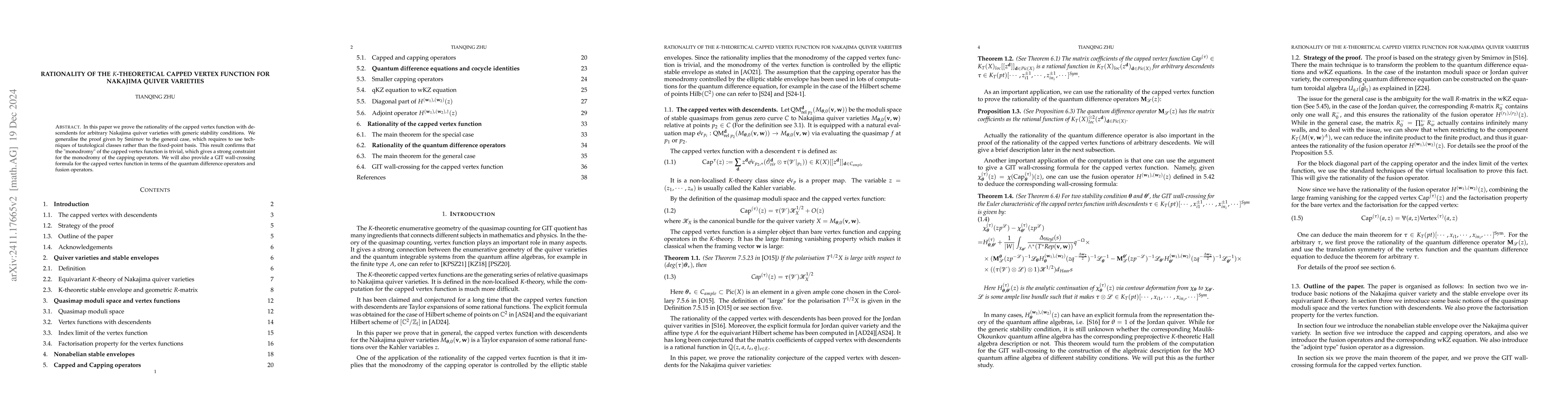 Thumbnail for Rationality of the K-theoretical capped vertex function for Nakajima
  quiver varieties