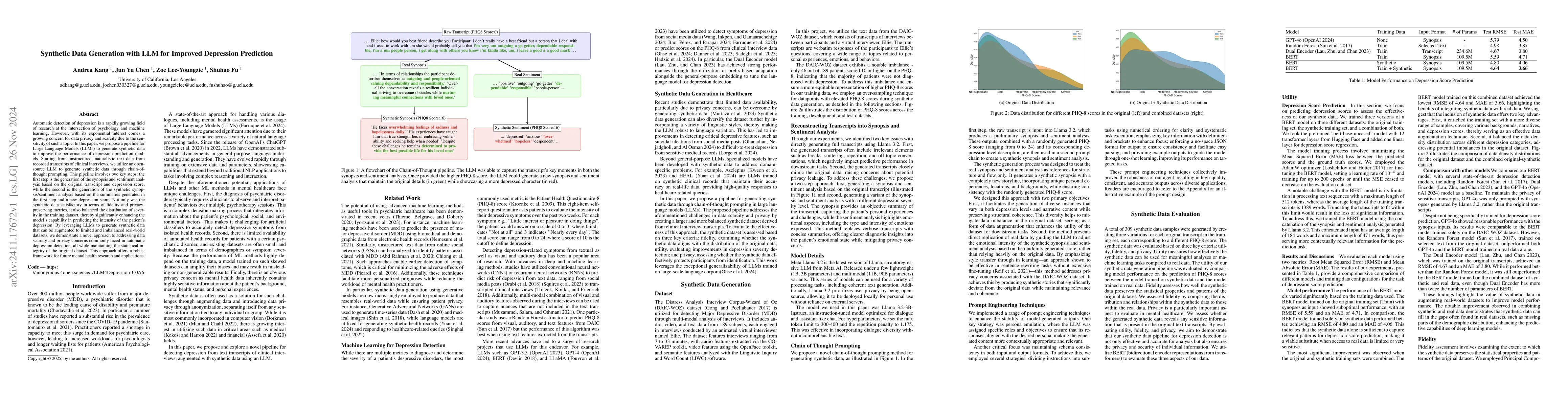 Thumbnail for Synthetic Data Generation with LLM for Improved Depression Prediction