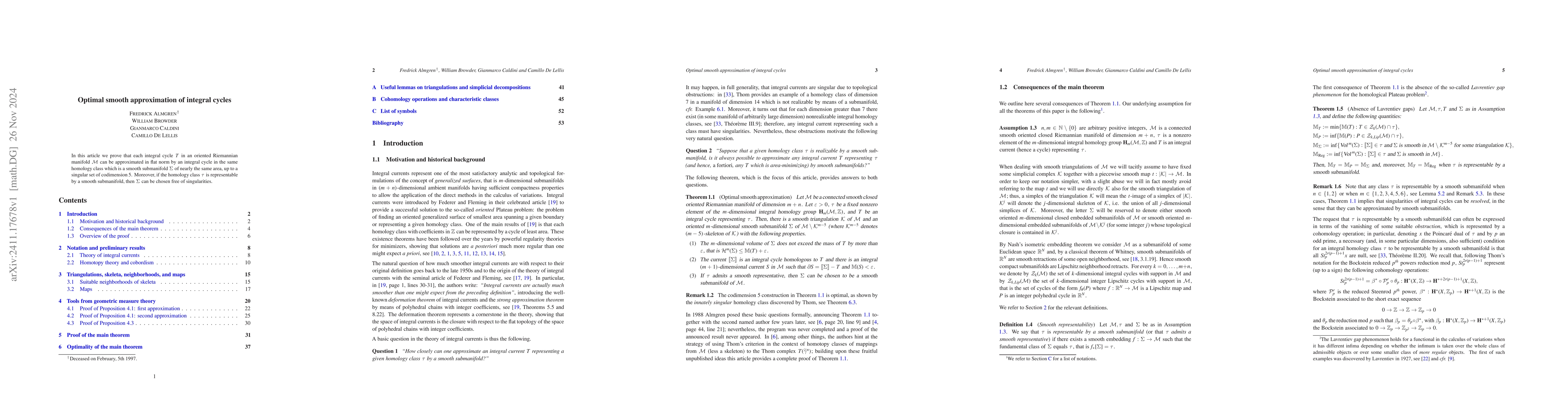 Thumbnail for Optimal smooth approximation of integral cycles