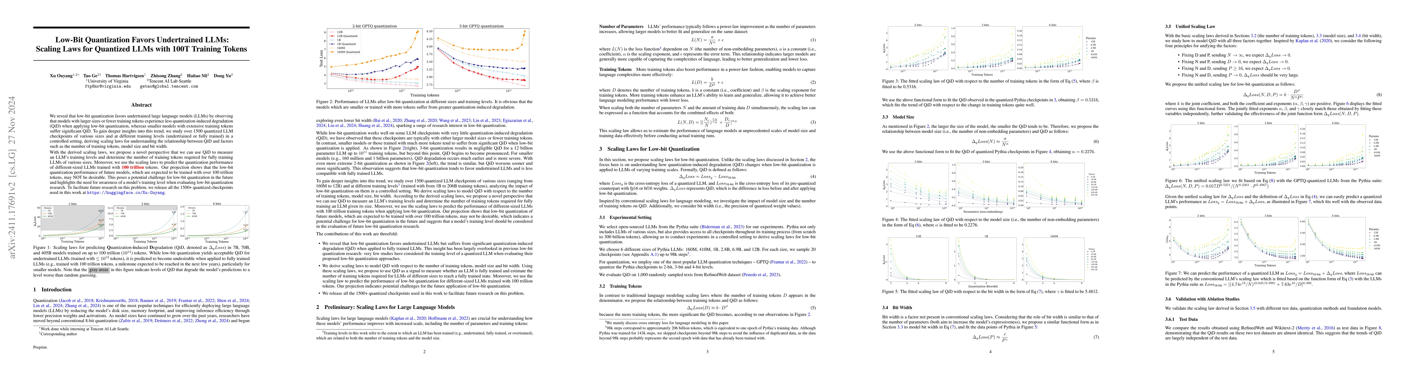Thumbnail for Low-Bit Quantization Favors Undertrained LLMs: Scaling Laws for
  Quantized LLMs with 100T Training Tokens