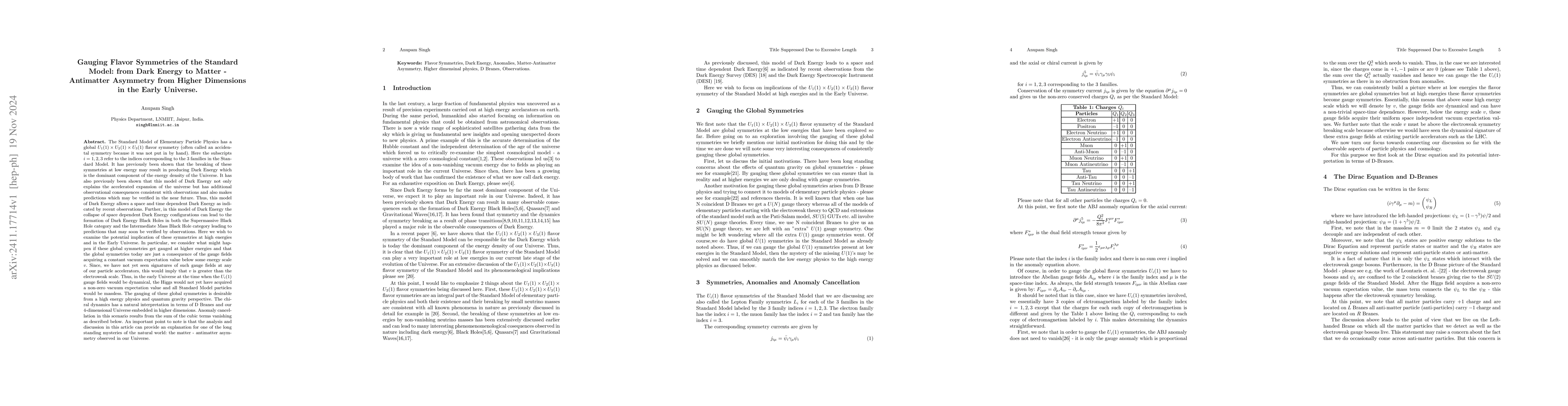 Thumbnail for Gauging Flavor Symmetries of the Standard Model: from Dark Energy to
  Matter-Antimatter Asymmetry from Higher Dimensions in the Early Universe