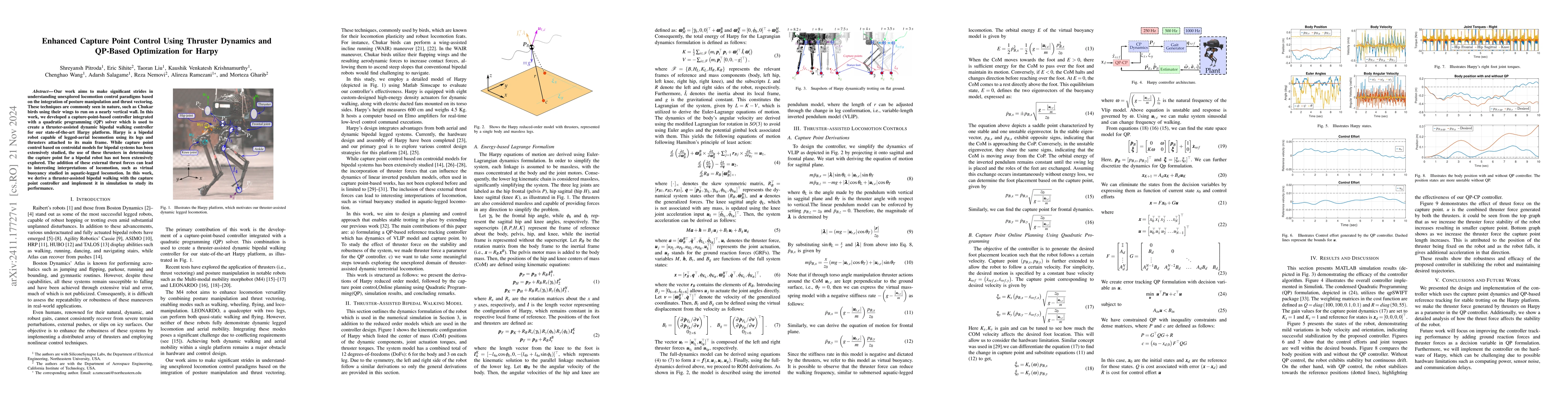 Thumbnail for Enhanced Capture Point Control Using Thruster Dynamics and QP-Based
  Optimization for Harpy
