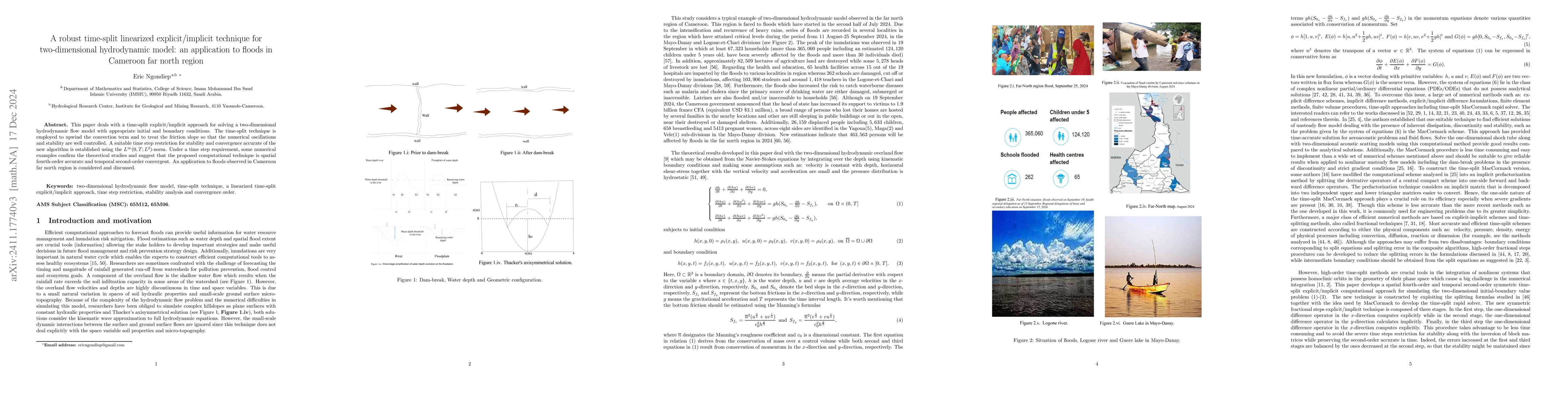 Thumbnail for A robust time-split linearized explicit/implicit technique for
  two-dimensional hydrodynamic model: an application to floods in Cameroon far
  north region