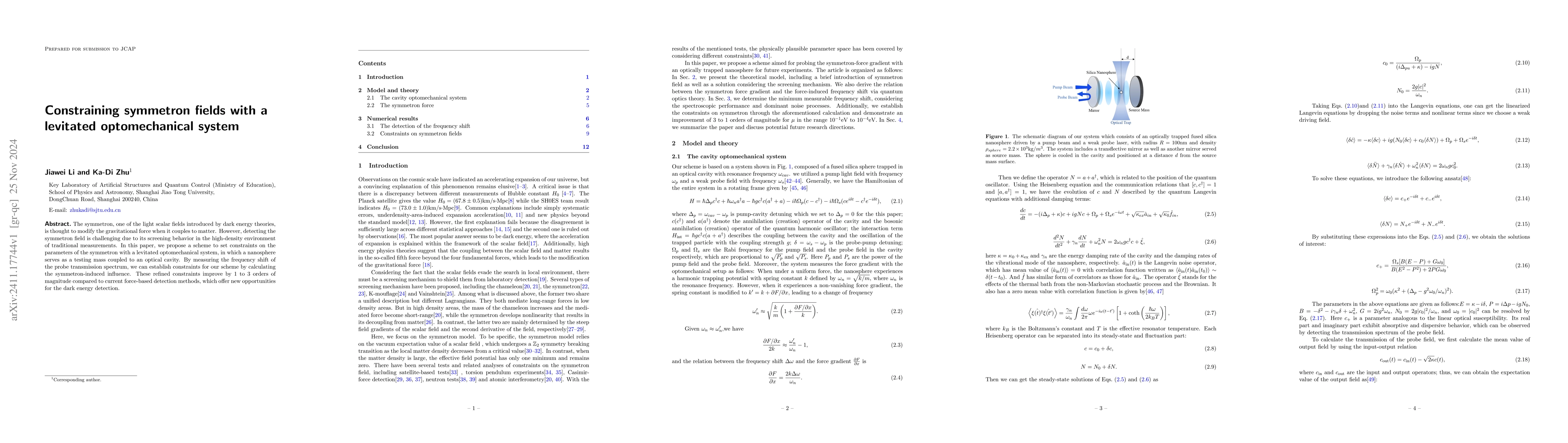 Thumbnail for Constraining symmetron fields with a levitated optomechanical system