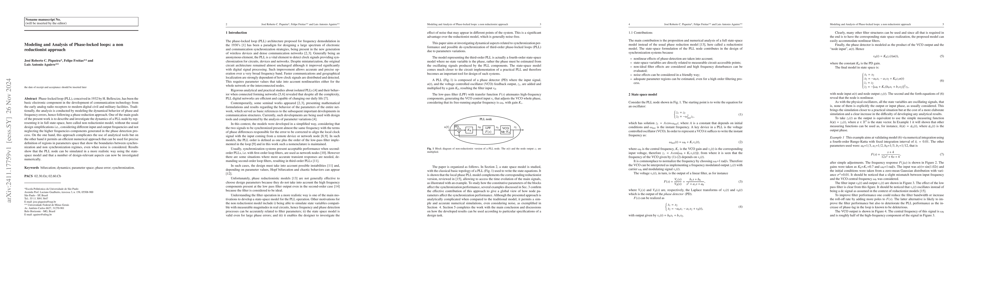 Thumbnail for Modeling and Analysis of Phase-locked loops: a non reductionist approach