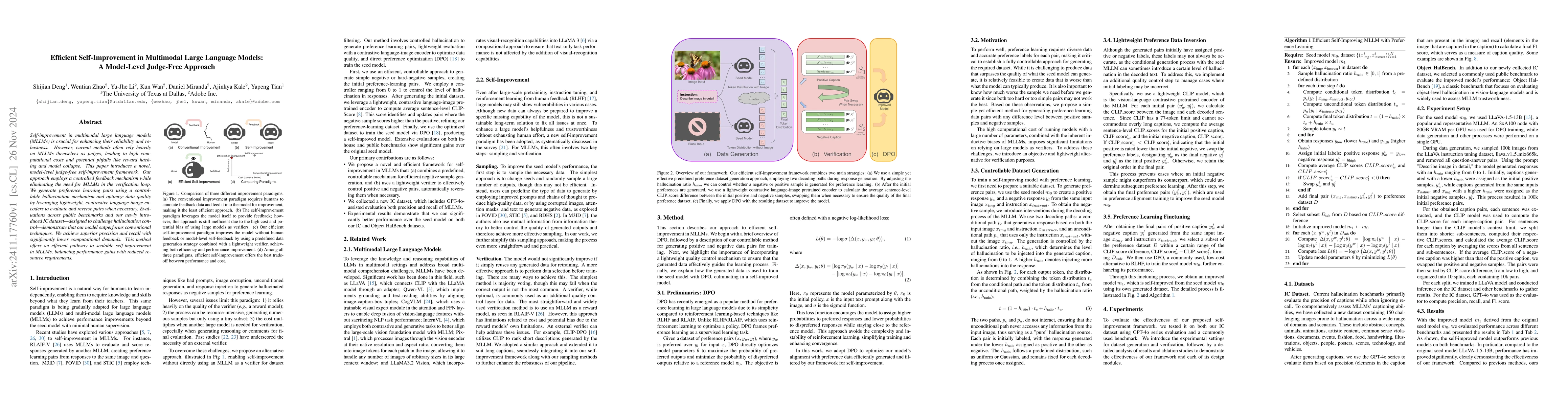 Thumbnail for Efficient Self-Improvement in Multimodal Large Language Models: A
  Model-Level Judge-Free Approach