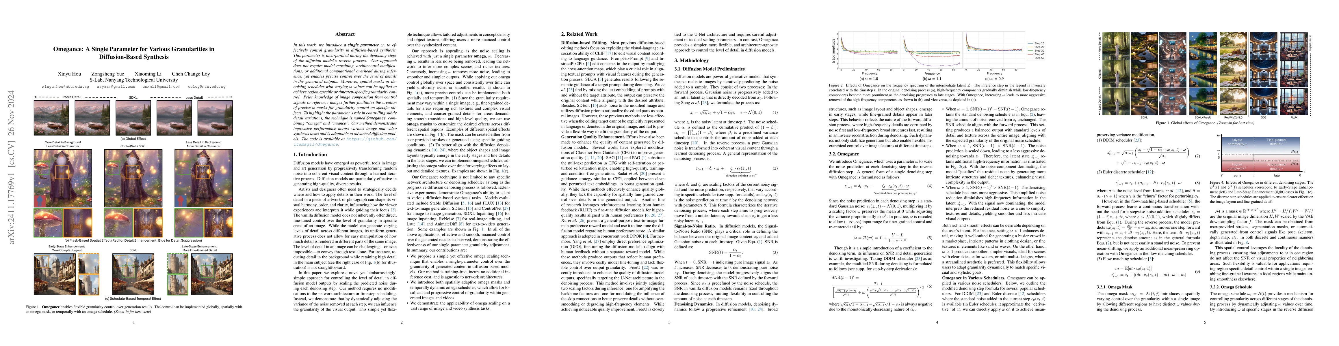 Thumbnail for Omegance: A Single Parameter for Various Granularities in
  Diffusion-Based Synthesis