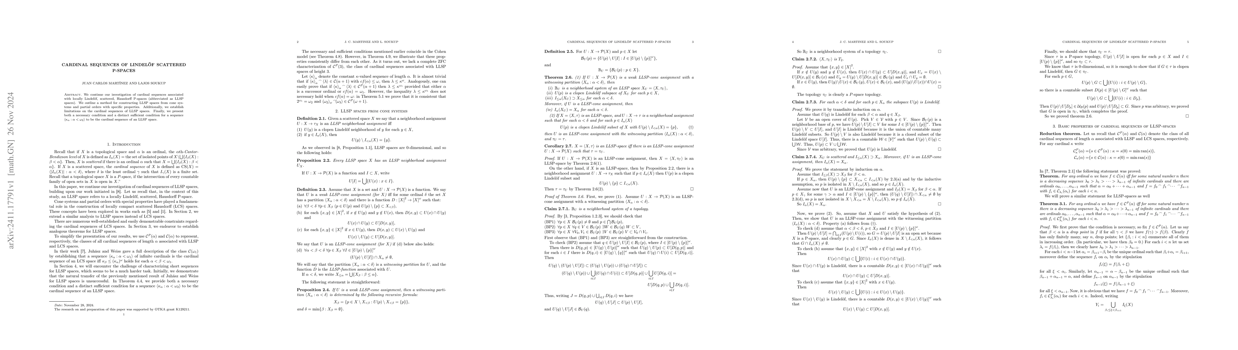 Thumbnail for Cardinal Sequences of Lindelöf scattered P-spaces