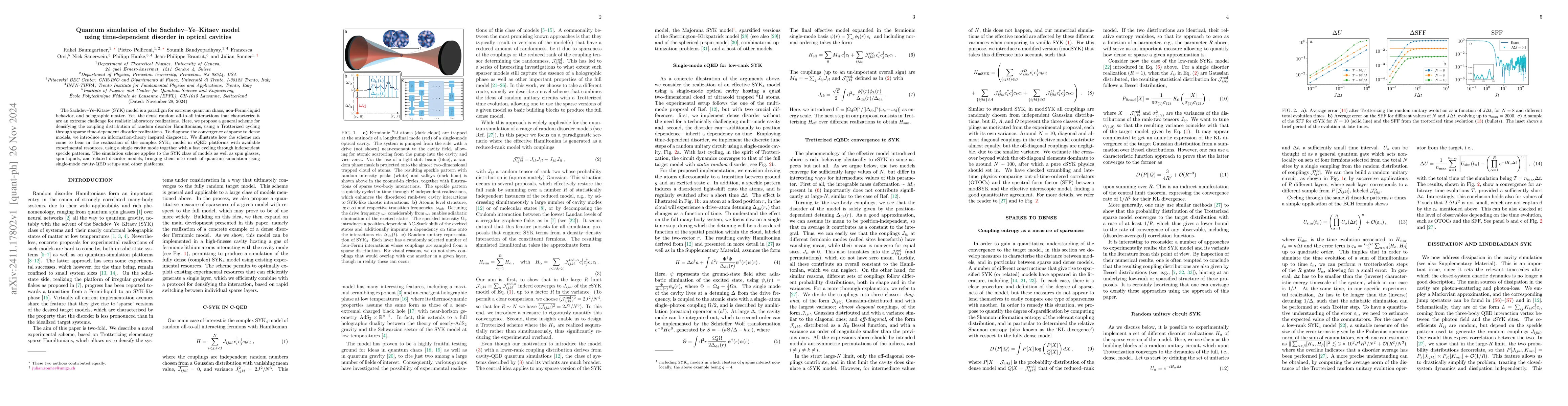 Thumbnail for Quantum simulation of the Sachdev-Ye-Kitaev model using time-dependent
  disorder in optical cavities