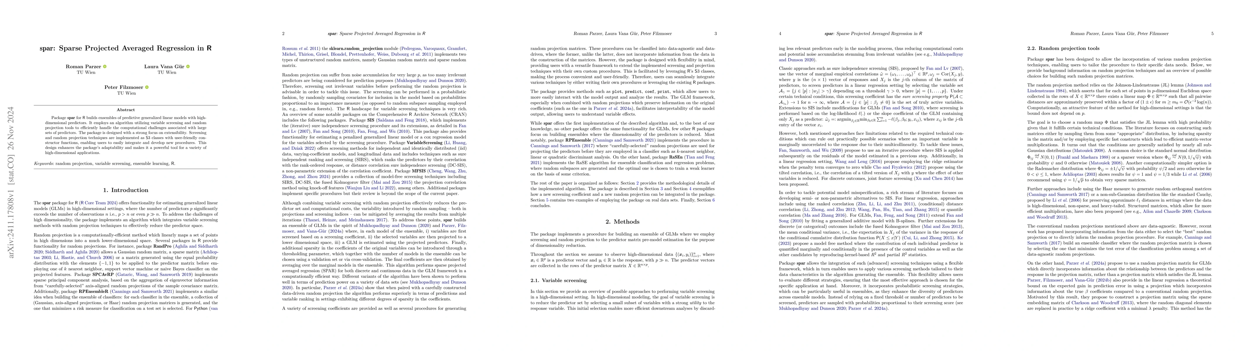 Thumbnail for spar: Sparse Projected Averaged Regression in R