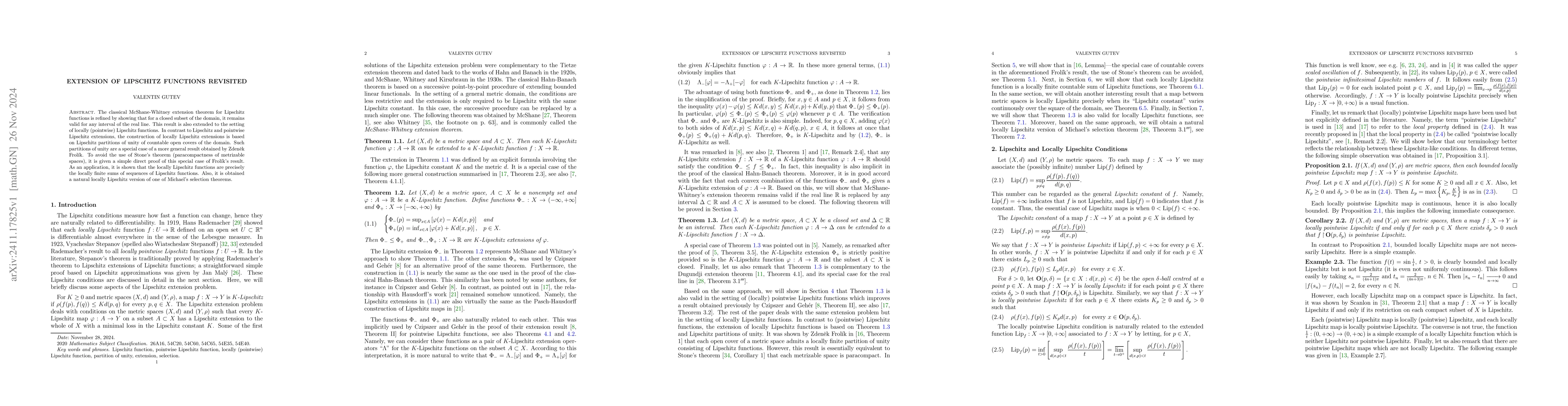 Thumbnail for Extension of Lipschitz Functions Revisited