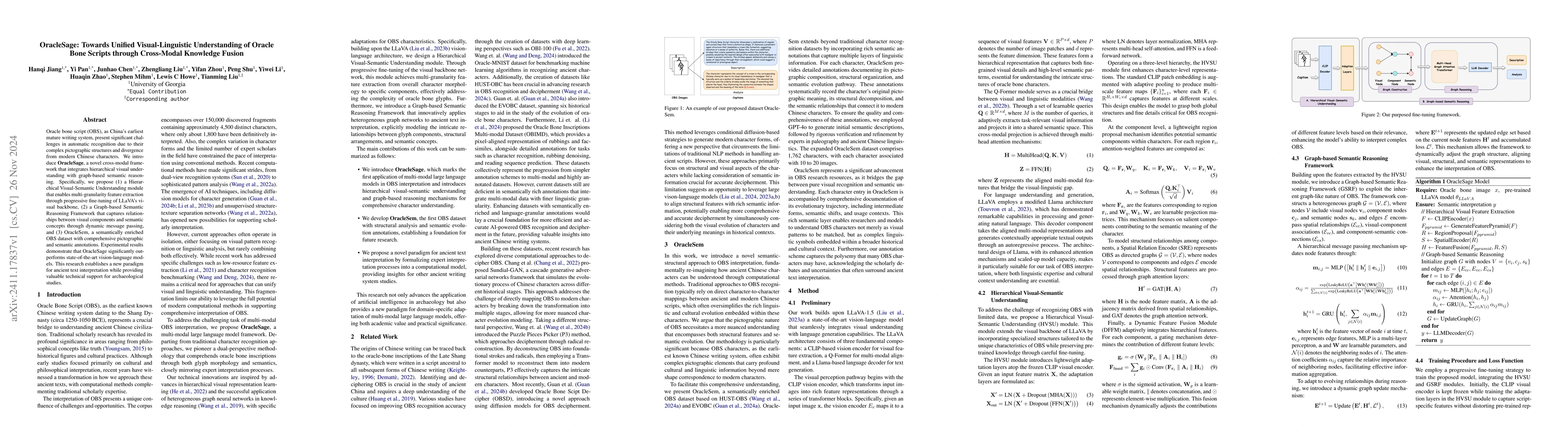 Thumbnail for OracleSage: Towards Unified Visual-Linguistic Understanding of Oracle
  Bone Scripts through Cross-Modal Knowledge Fusion