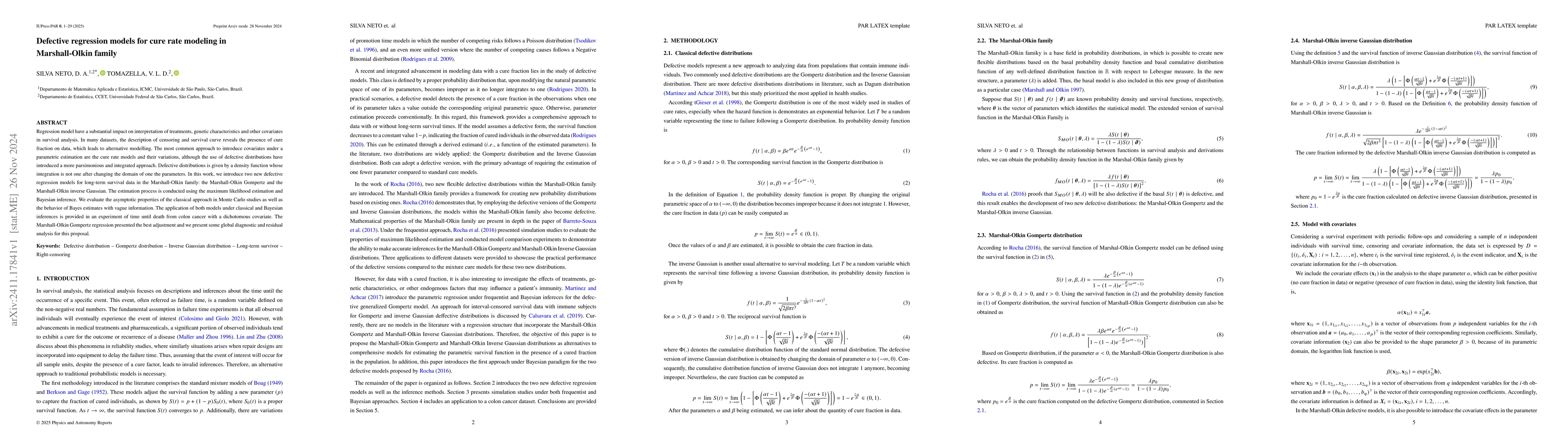 Thumbnail for Defective regression models for cure rate modeling in Marshall-Olkin
  family