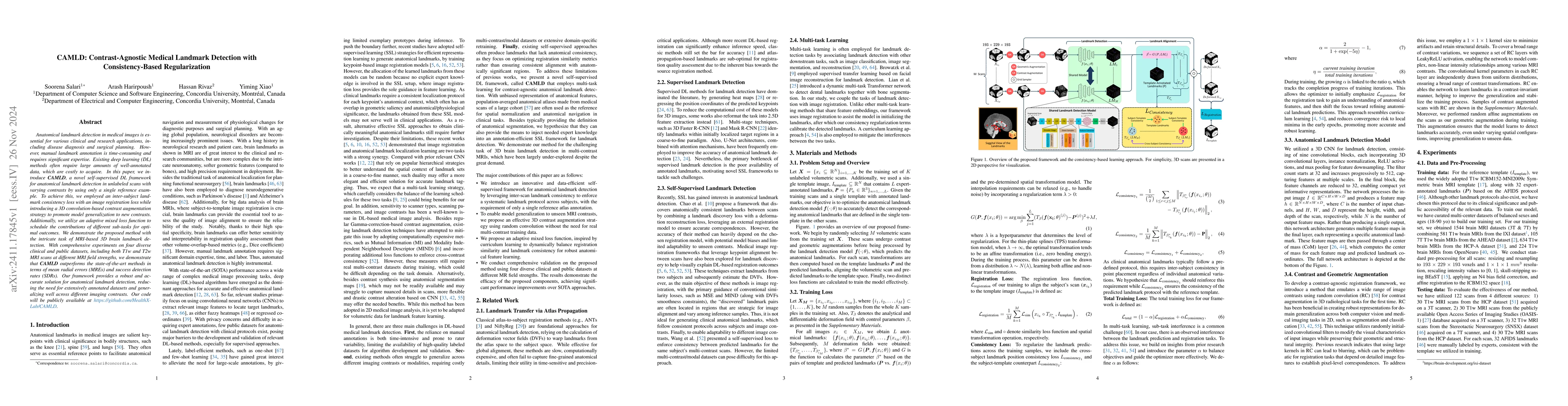 Thumbnail for CAMLD: Contrast-Agnostic Medical Landmark Detection with
  Consistency-Based Regularization