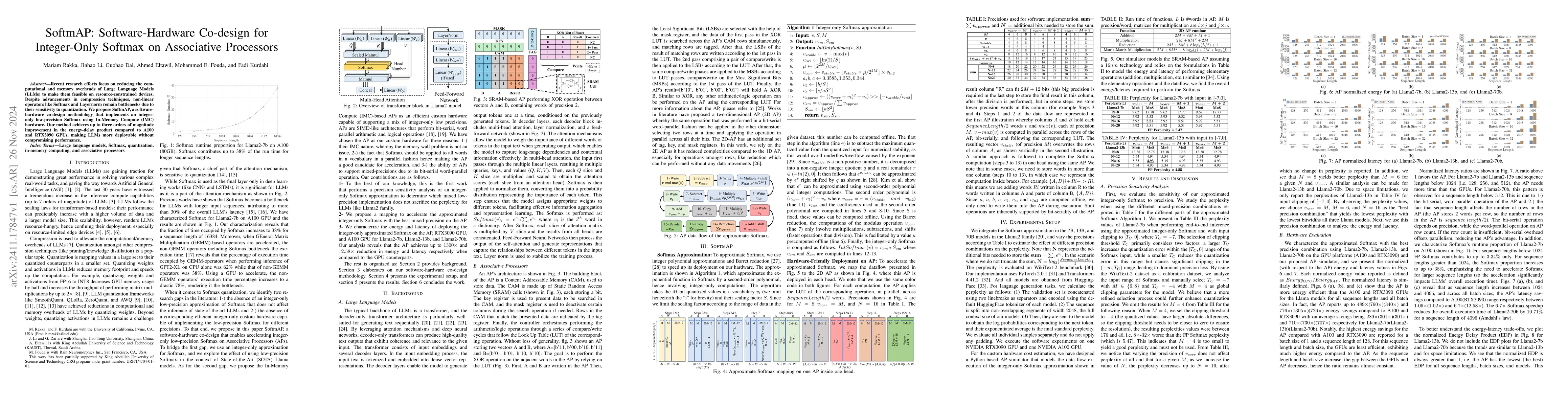 Thumbnail for SoftmAP: Software-Hardware Co-design for Integer-Only Softmax on
  Associative Processors