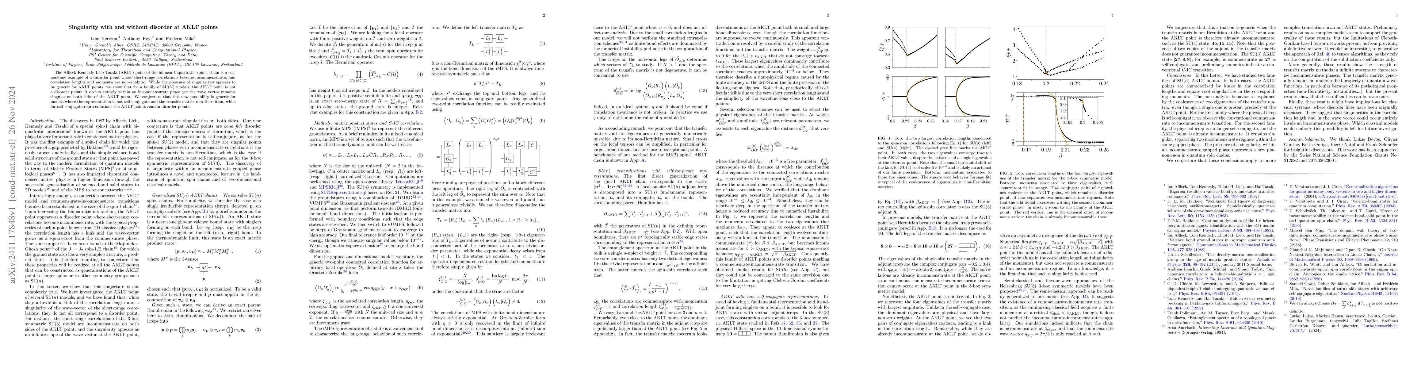Thumbnail for Singularity with and without disorder at AKLT points