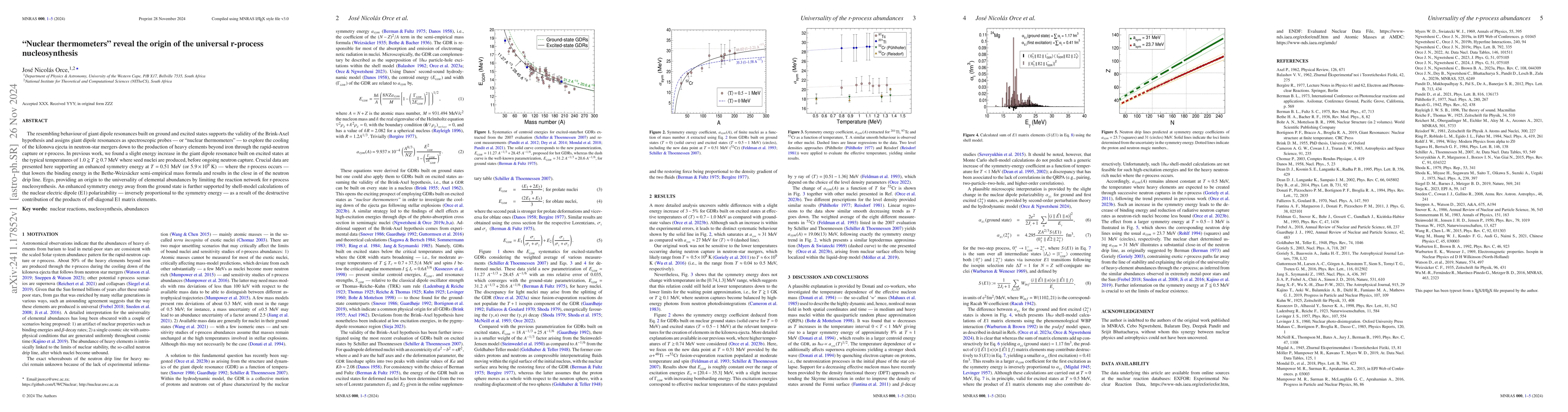 Thumbnail for "Nuclear thermometers" reveal the origin of the universal r-process
  nucleosynthesis