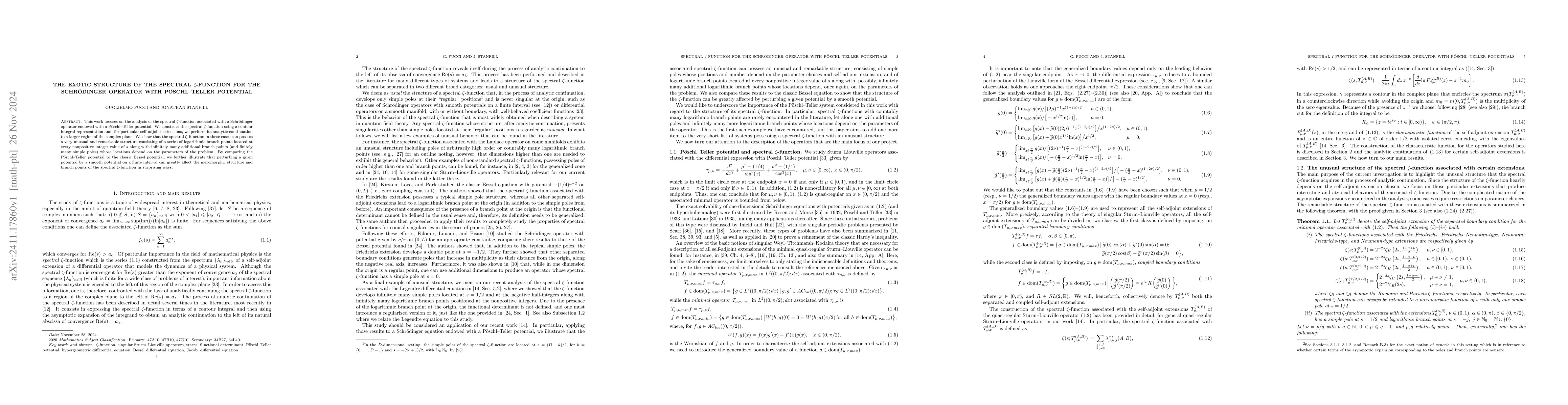 Thumbnail for The exotic structure of the spectral $ζ$-function for the
  Schrödinger operator with Pöschl--Teller potential