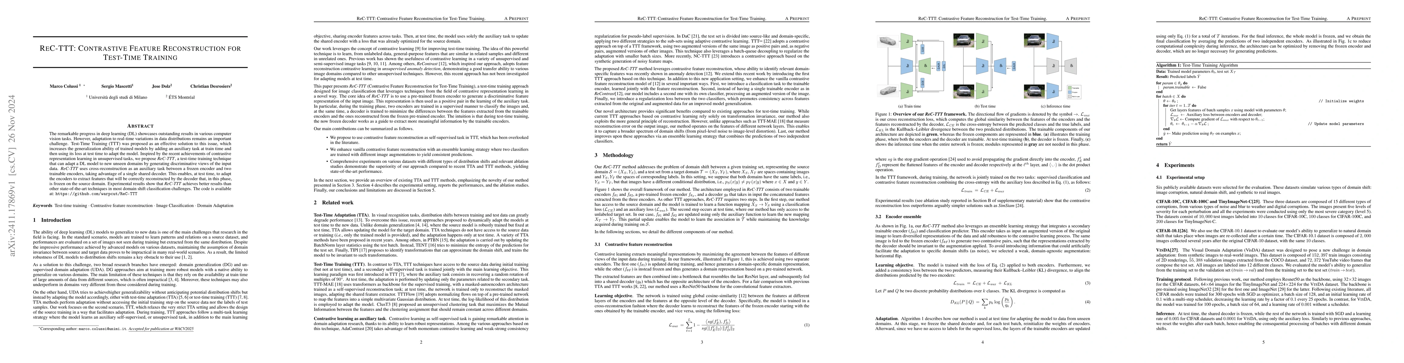 Thumbnail for ReC-TTT: Contrastive Feature Reconstruction for Test-Time Training