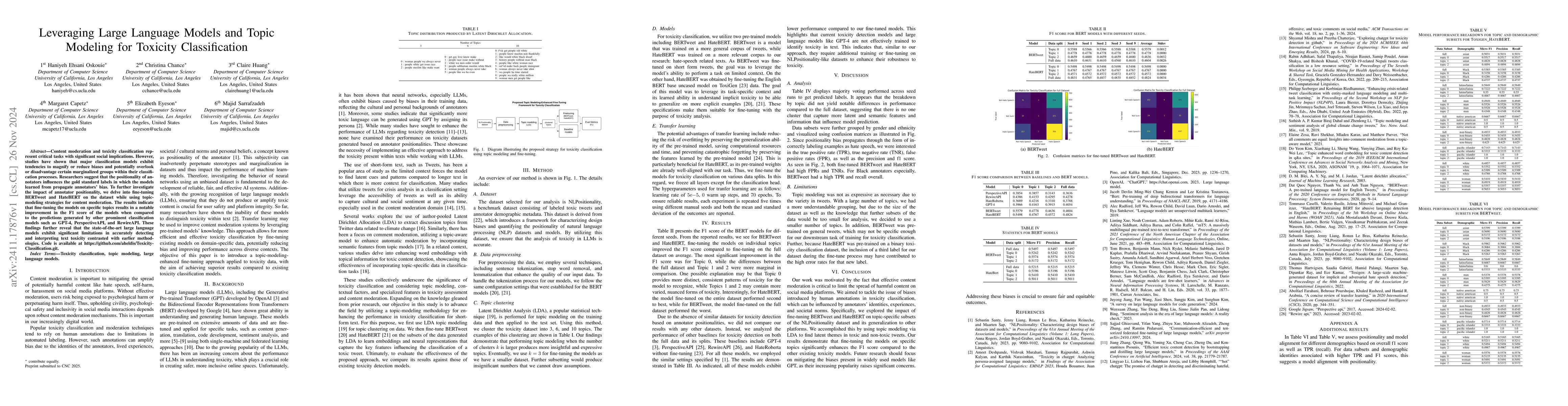 Thumbnail for Leveraging Large Language Models and Topic Modeling for Toxicity
  Classification