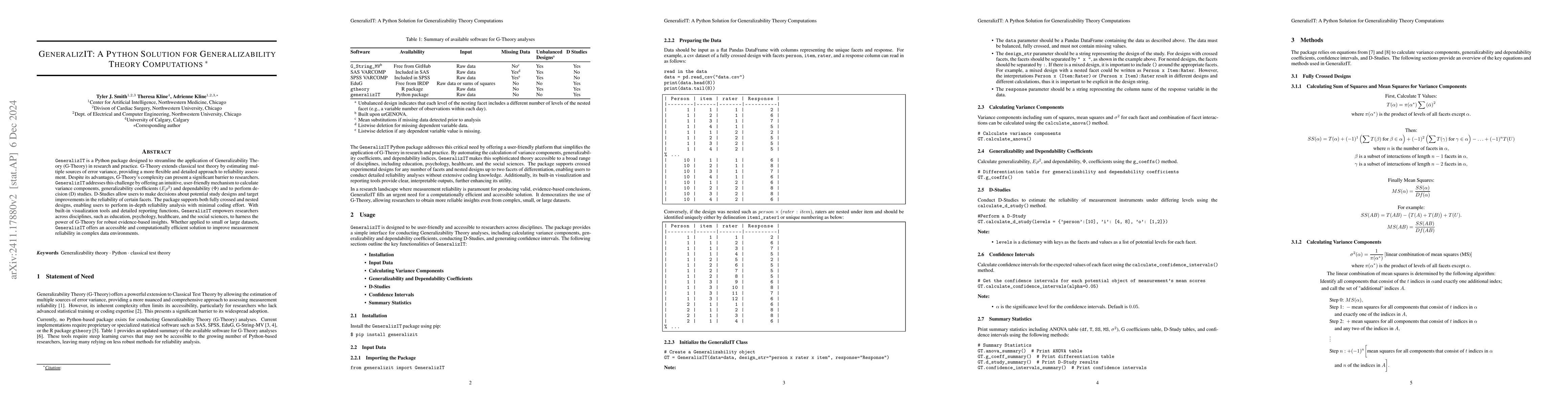 Thumbnail for GeneralizIT: A Python Solution for Generalizability Theory Computations