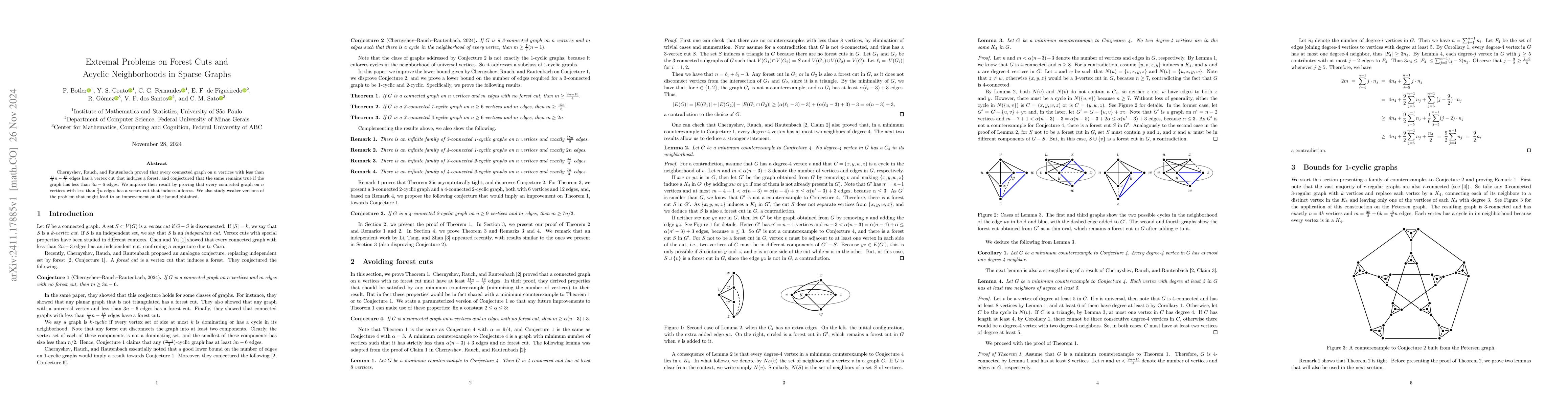 Thumbnail for Extremal Problems on Forest Cuts and Acyclic Neighborhoods in Sparse
  Graphs