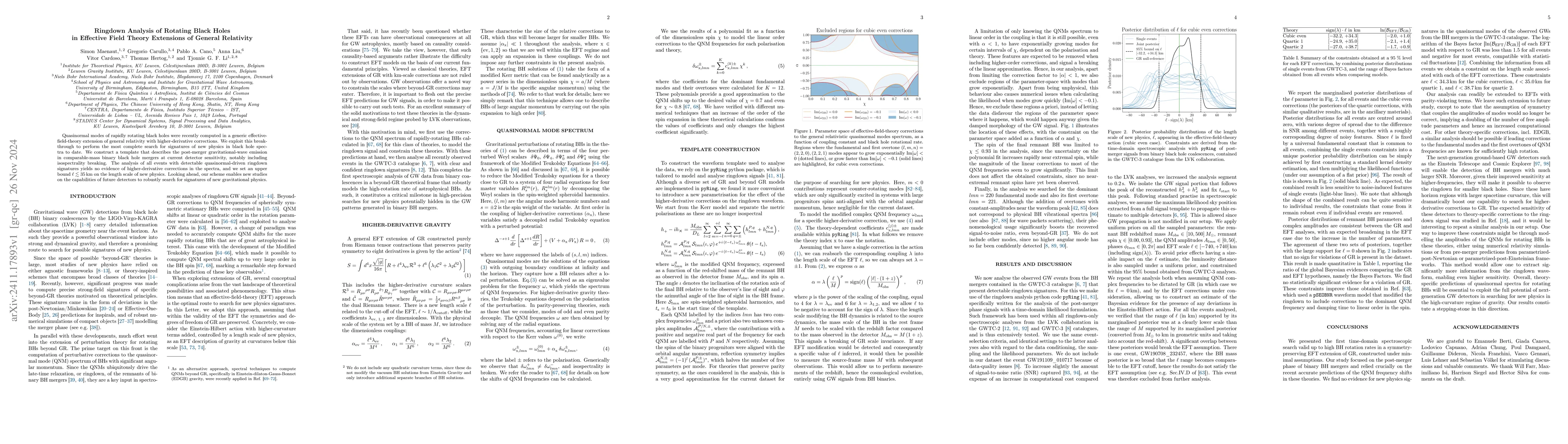 Thumbnail for Ringdown Analysis of Rotating Black Holes in Effective Field Theory
  Extensions of General Relativity