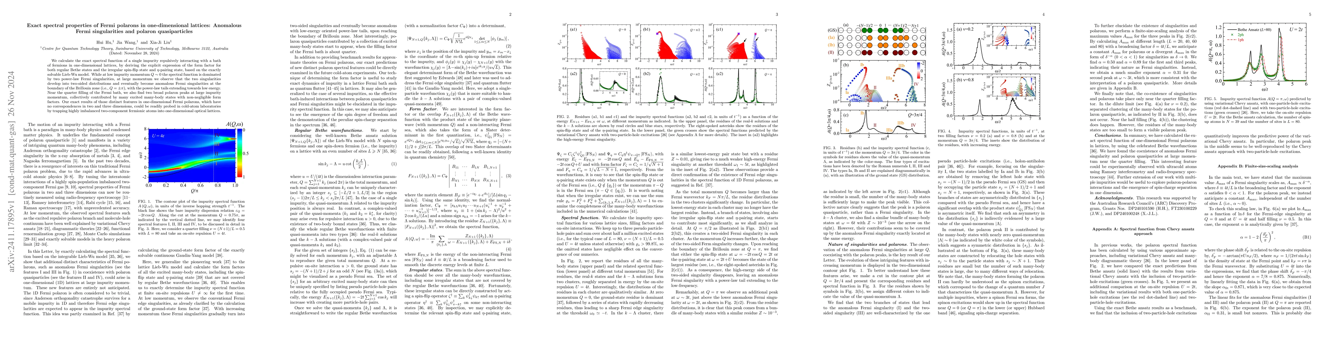 Thumbnail for Exact spectral properties of Fermi polarons in one-dimensional lattices:
  Anomalous Fermi singularities and polaron quasiparticles