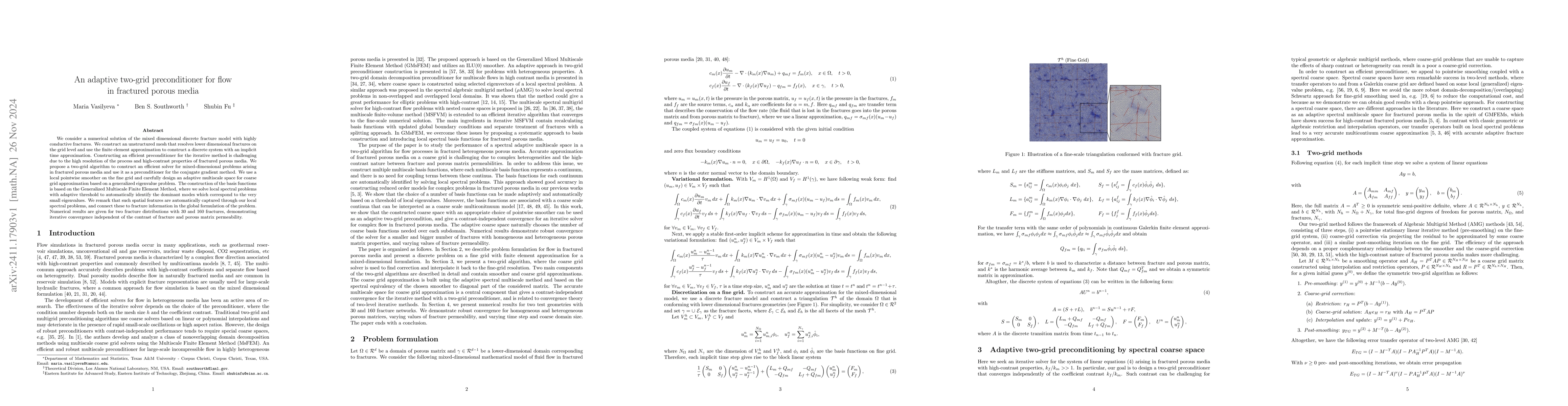 Thumbnail for An adaptive two-grid preconditioner for flow in fractured porous media