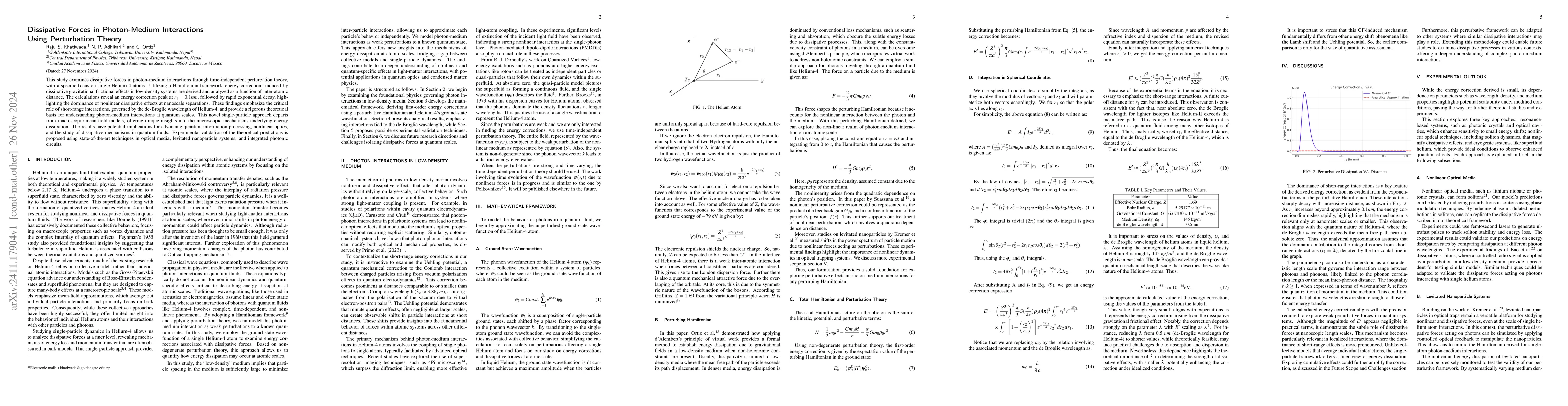 Thumbnail for Dissipative Forces in Photon-Medium Interactions Using Perturbation
  Theory