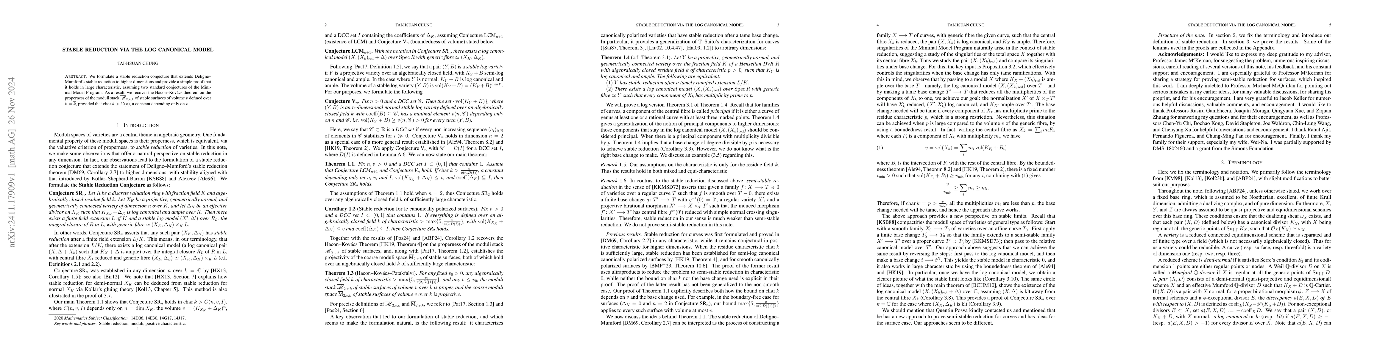 Thumbnail for Stable Reduction via the Log Canonical Model