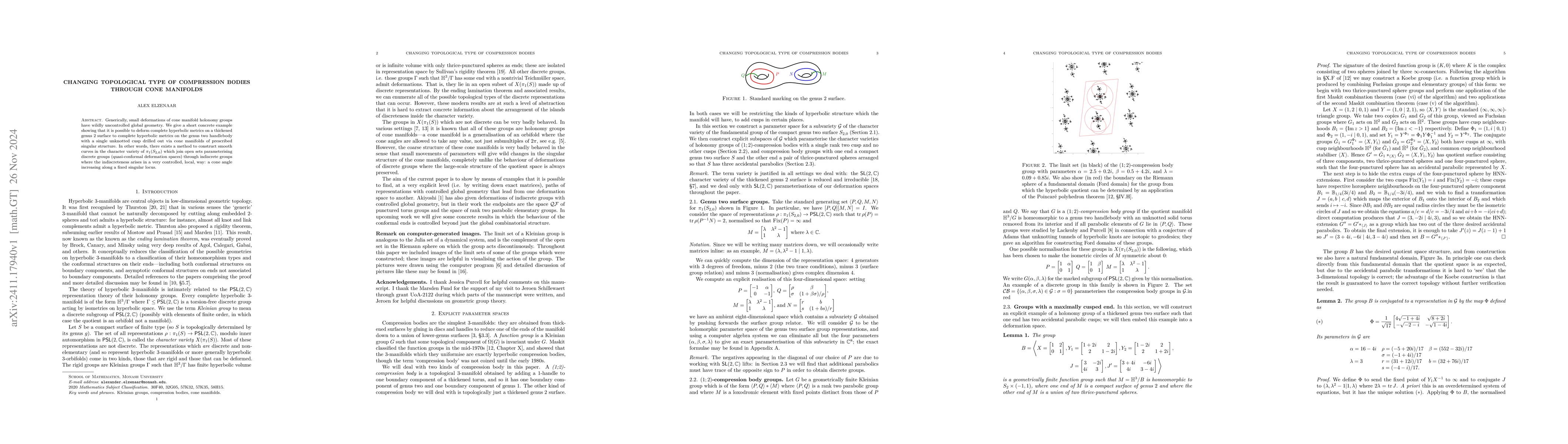 Thumbnail for Changing topological type of compression bodies through cone manifolds