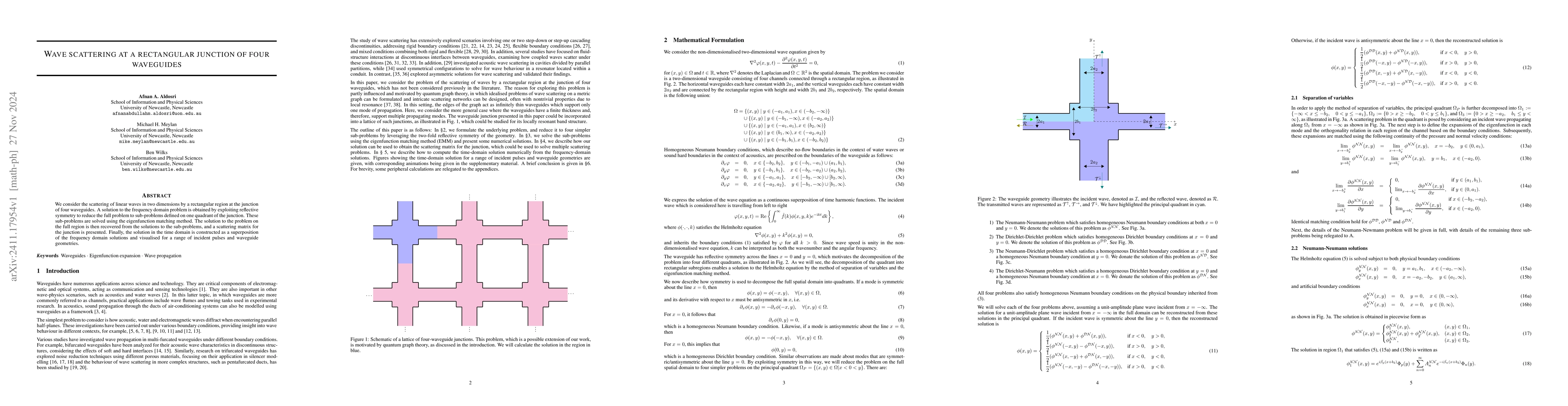 Thumbnail for Wave scattering at a rectangular junction of four waveguides