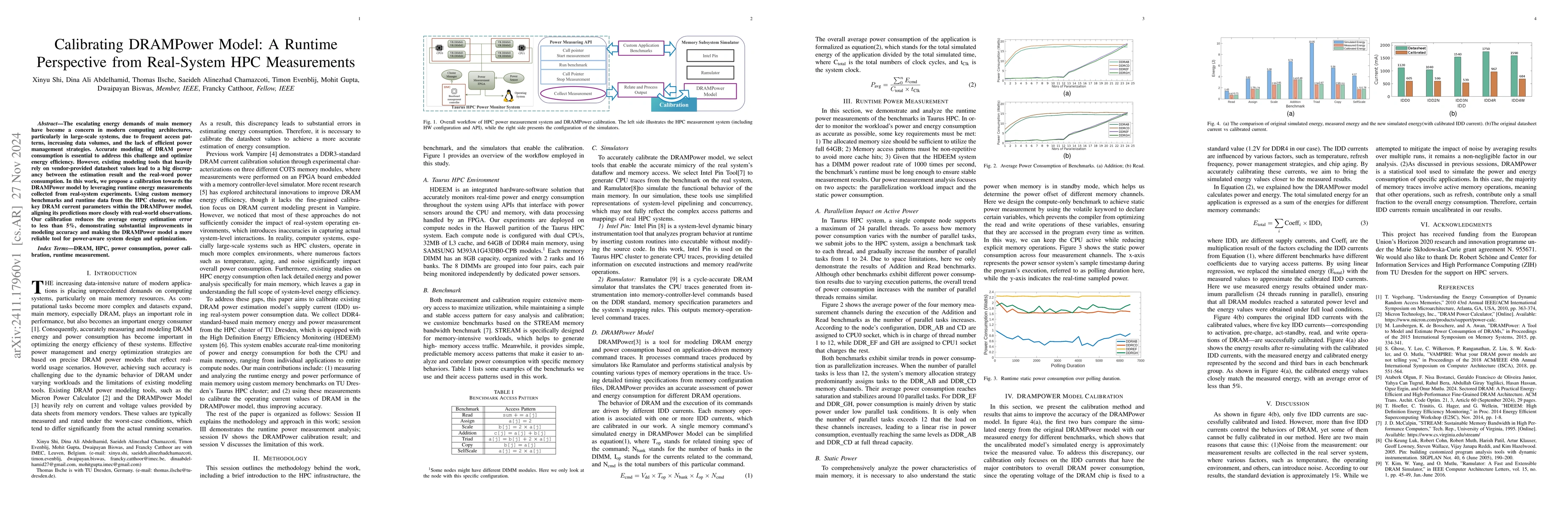 Thumbnail for Calibrating DRAMPower Model: A Runtime Perspective from Real-System HPC
  Measurements