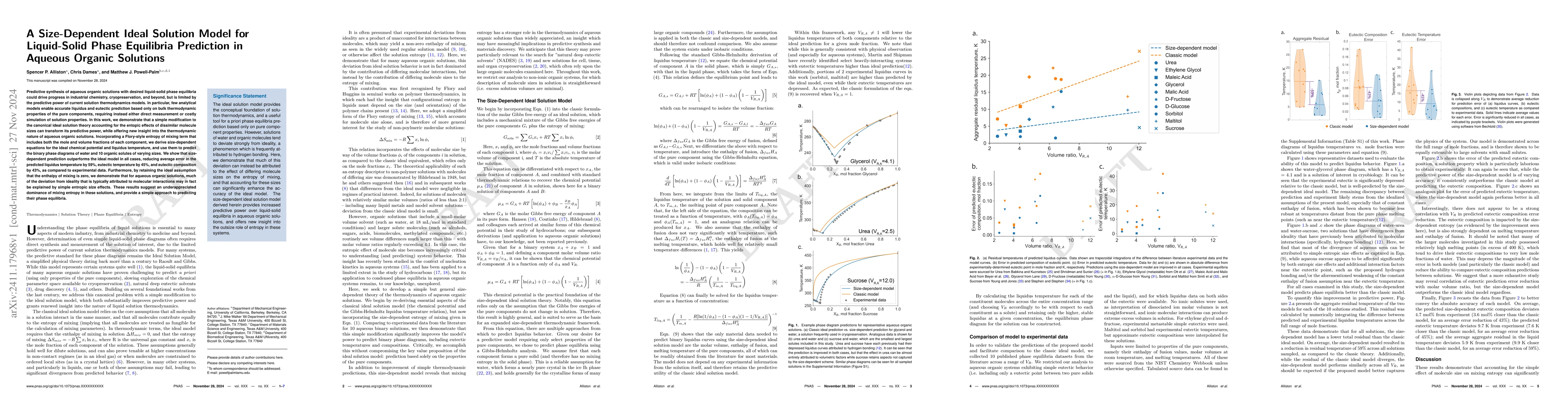 Thumbnail for A Size-Dependent Ideal Solution Model for Liquid-Solid Phase Equilibria
  Prediction in Aqueous Organic Solutions
