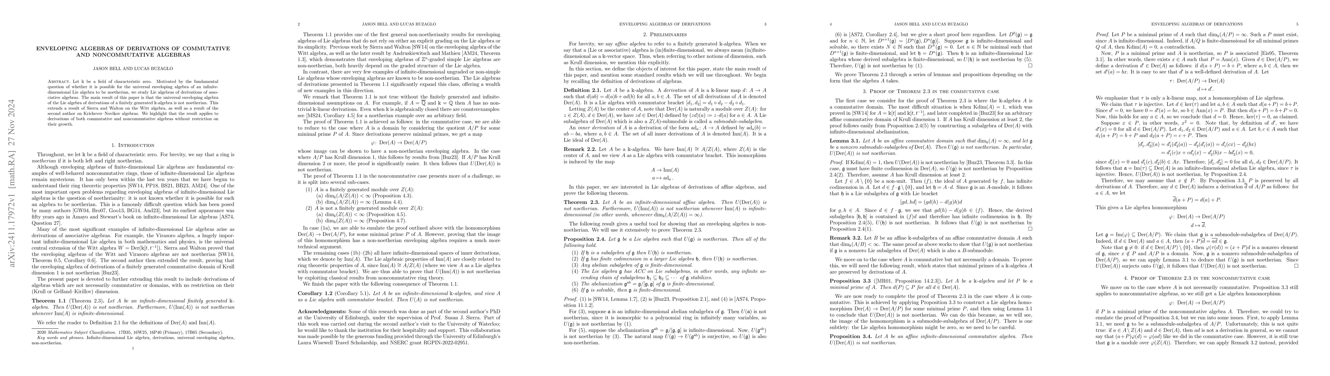Thumbnail for Enveloping algebras of derivations of commutative and noncommutative
  algebras