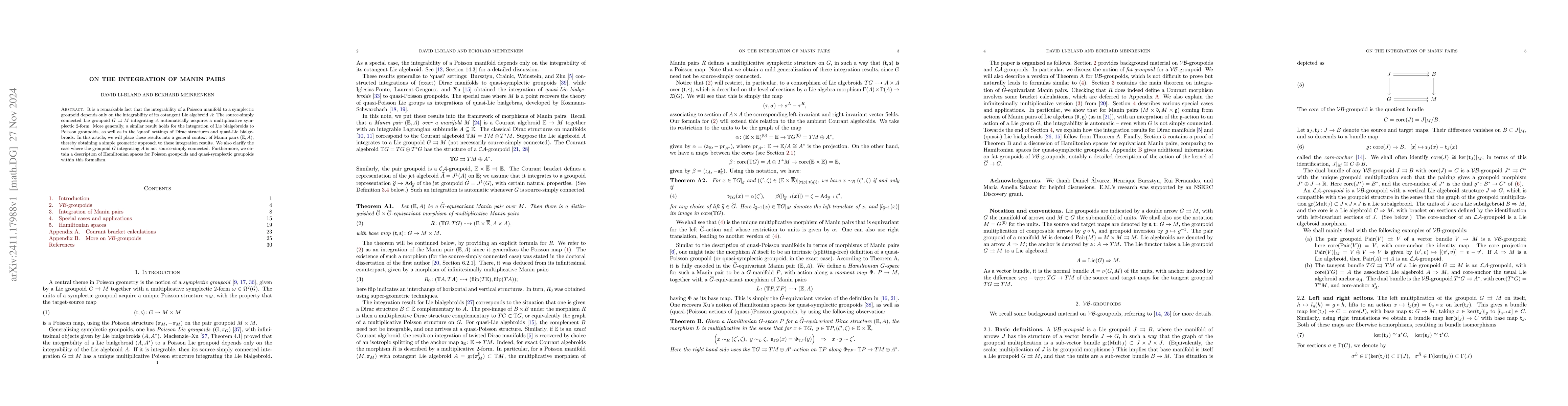 Thumbnail for On the integration of Manin pairs