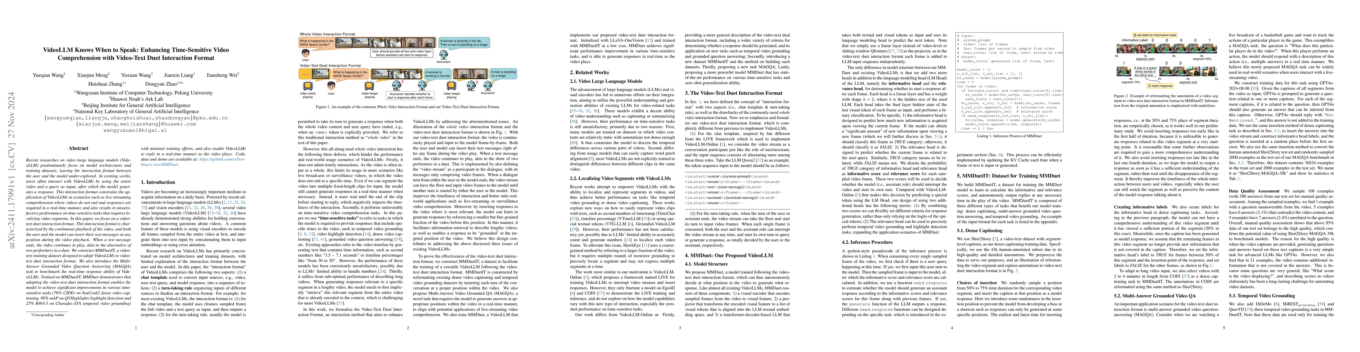 Thumbnail for VideoLLM Knows When to Speak: Enhancing Time-Sensitive Video
  Comprehension with Video-Text Duet Interaction Format