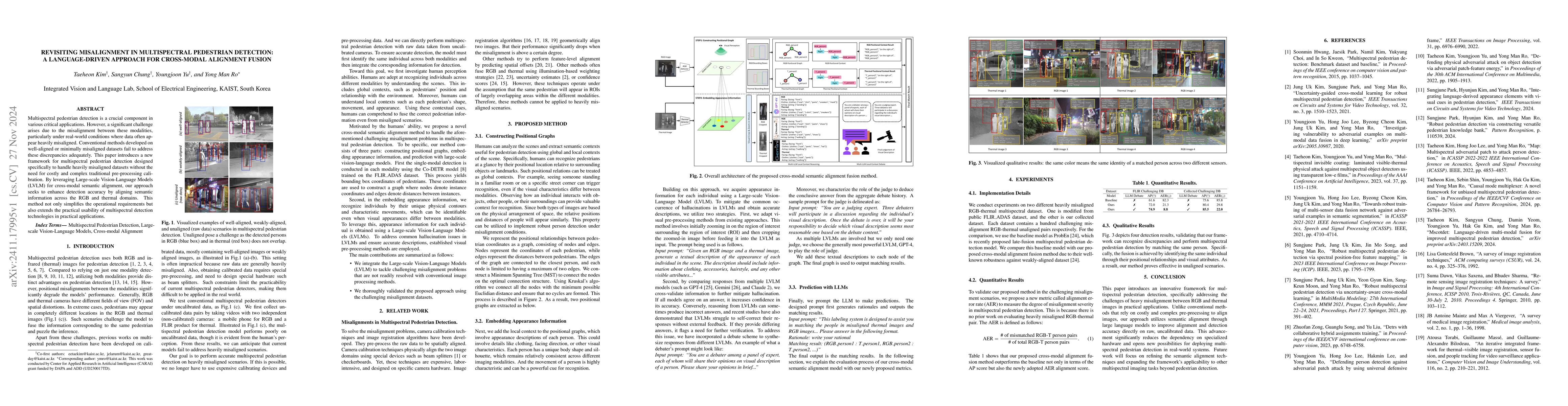 Thumbnail for Revisiting Misalignment in Multispectral Pedestrian Detection: A
  Language-Driven Approach for Cross-modal Alignment Fusion