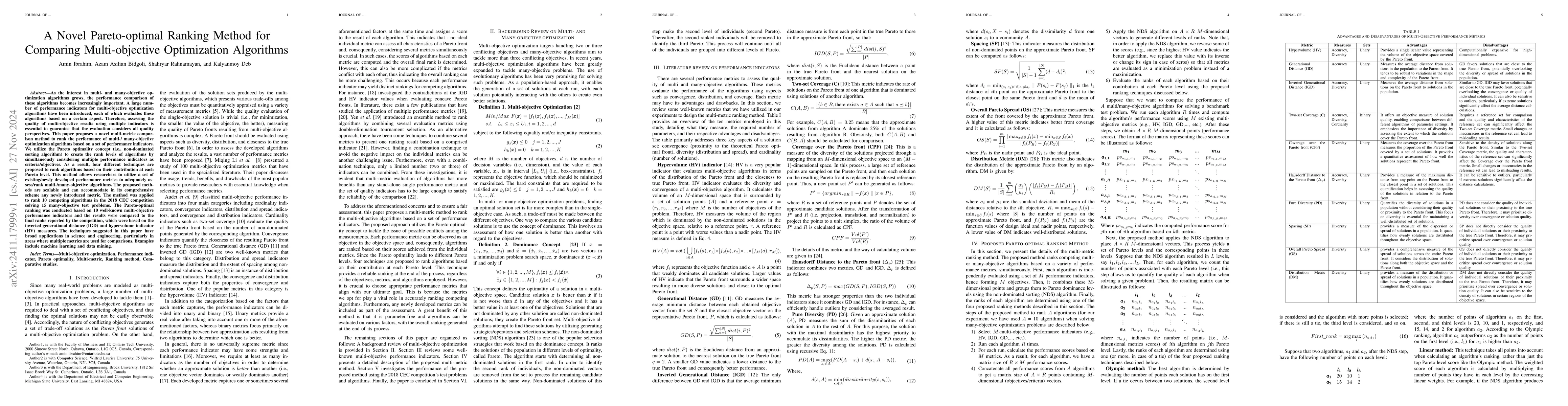 Thumbnail for A Novel Pareto-optimal Ranking Method for Comparing Multi-objective
  Optimization Algorithms
