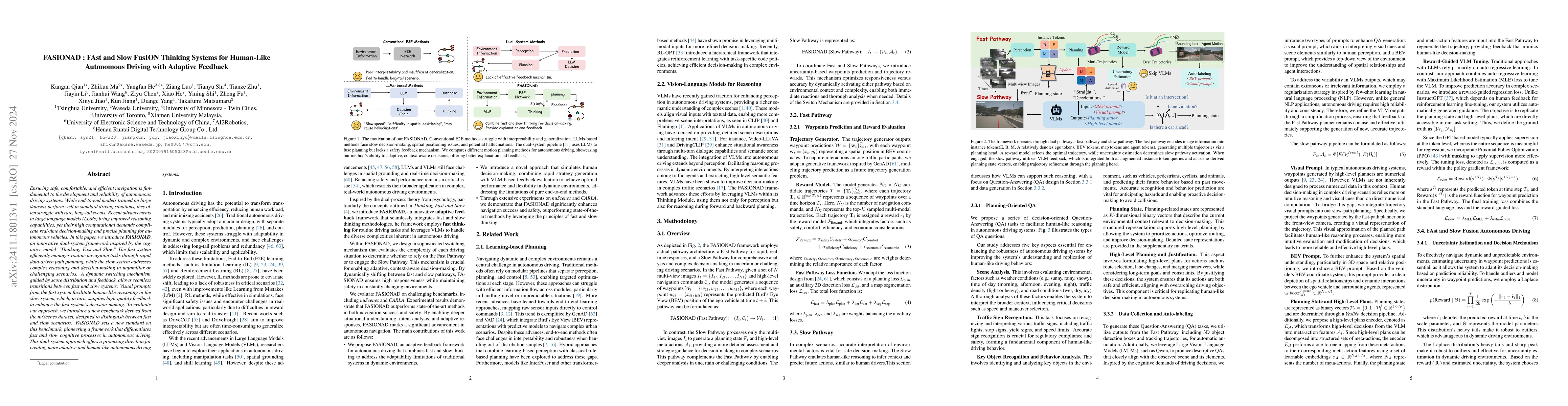 Thumbnail for FASIONAD : FAst and Slow FusION Thinking Systems for Human-Like
  Autonomous Driving with Adaptive Feedback