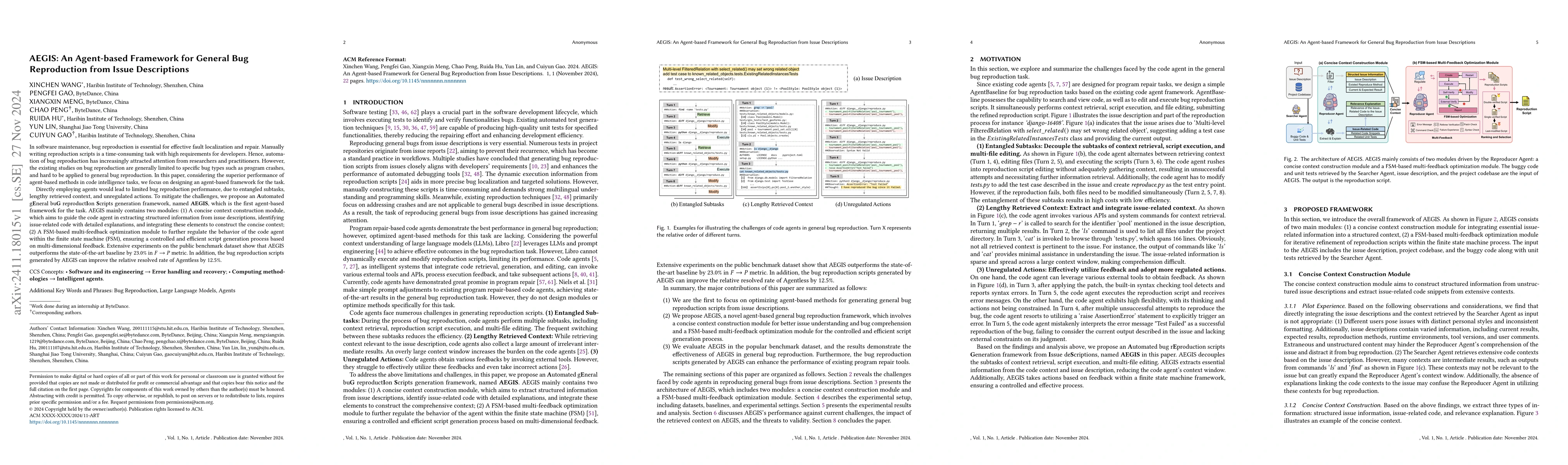 Thumbnail for AEGIS: An Agent-based Framework for General Bug Reproduction from Issue
  Descriptions