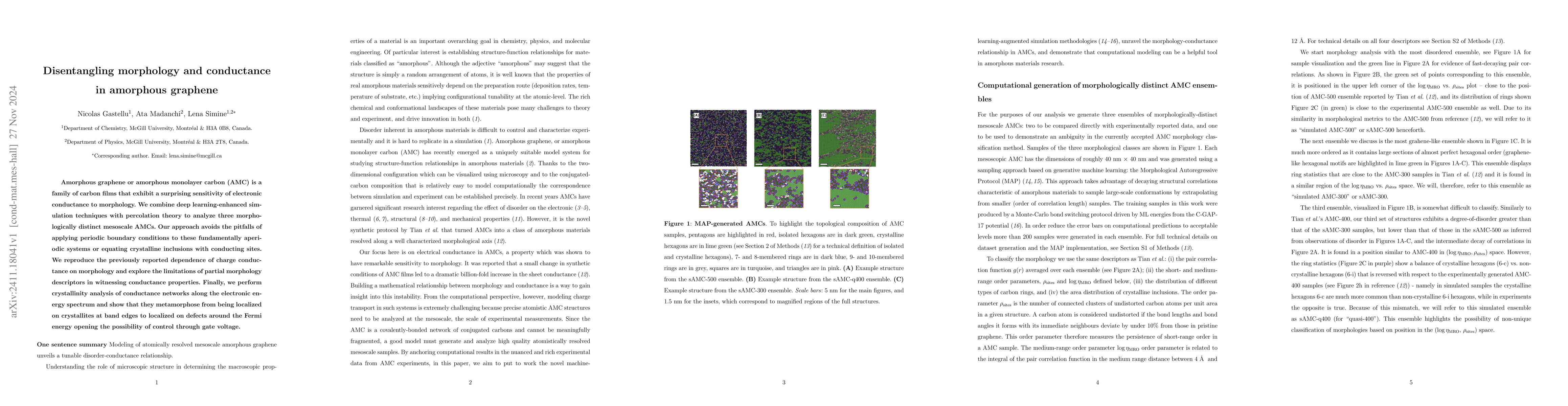 Thumbnail for Disentangling morphology and conductance in amorphous graphene