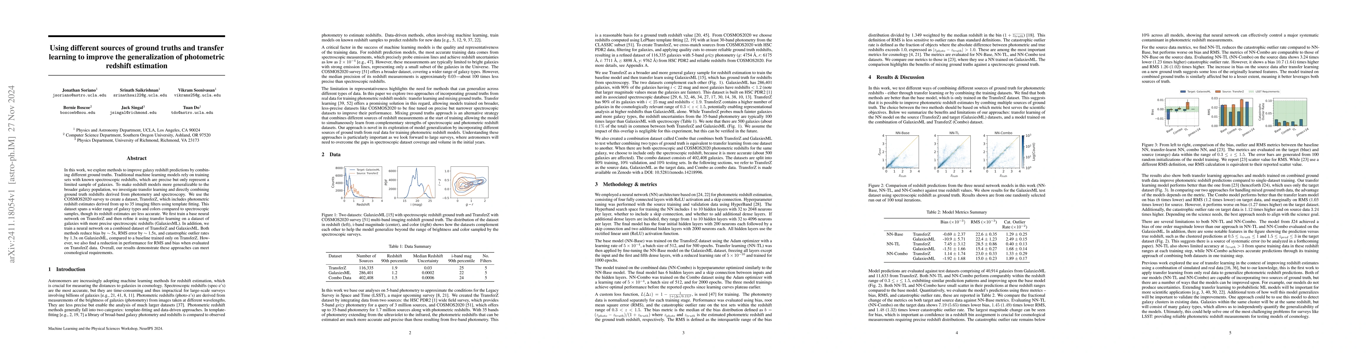 Thumbnail for Using different sources of ground truths and transfer learning to
  improve the generalization of photometric redshift estimation