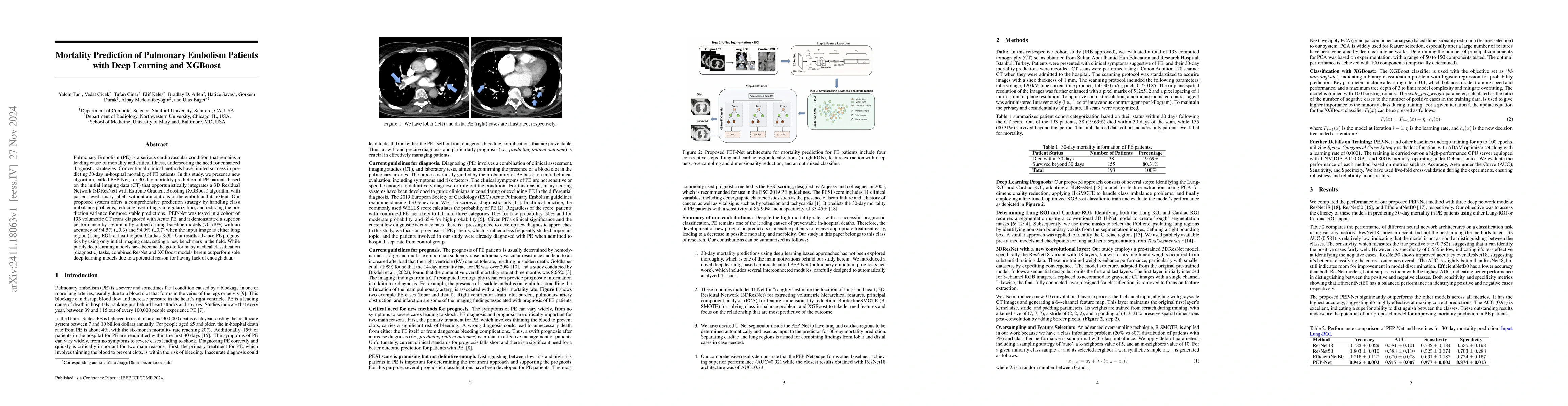 Thumbnail for Mortality Prediction of Pulmonary Embolism Patients with Deep Learning
  and XGBoost