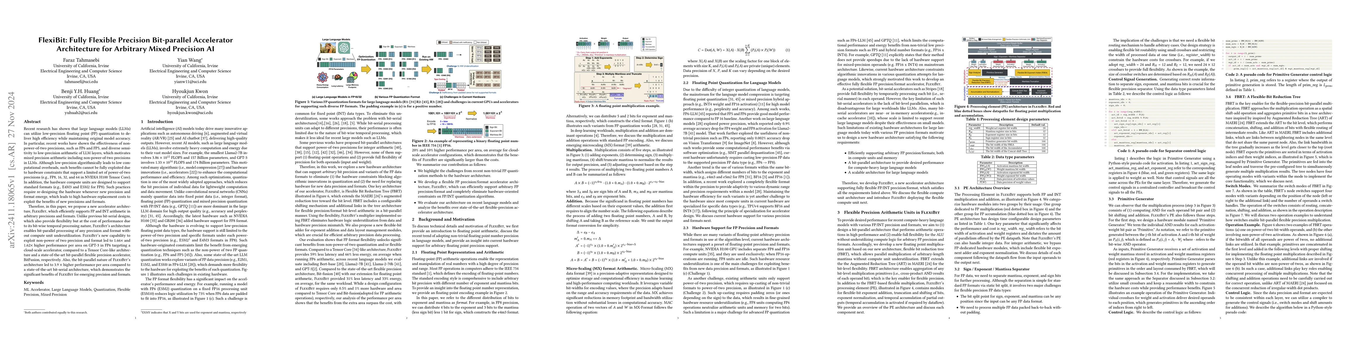 Thumbnail for FlexiBit: Fully Flexible Precision Bit-parallel Accelerator Architecture
  for Arbitrary Mixed Precision AI