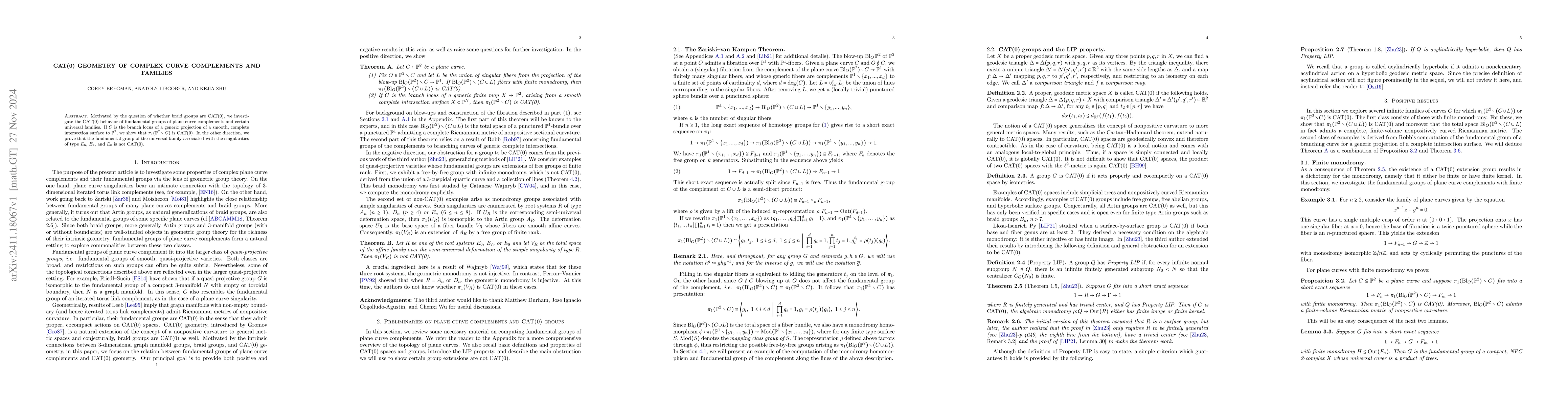 Thumbnail for CAT(0) geometry of complex curve complements and families